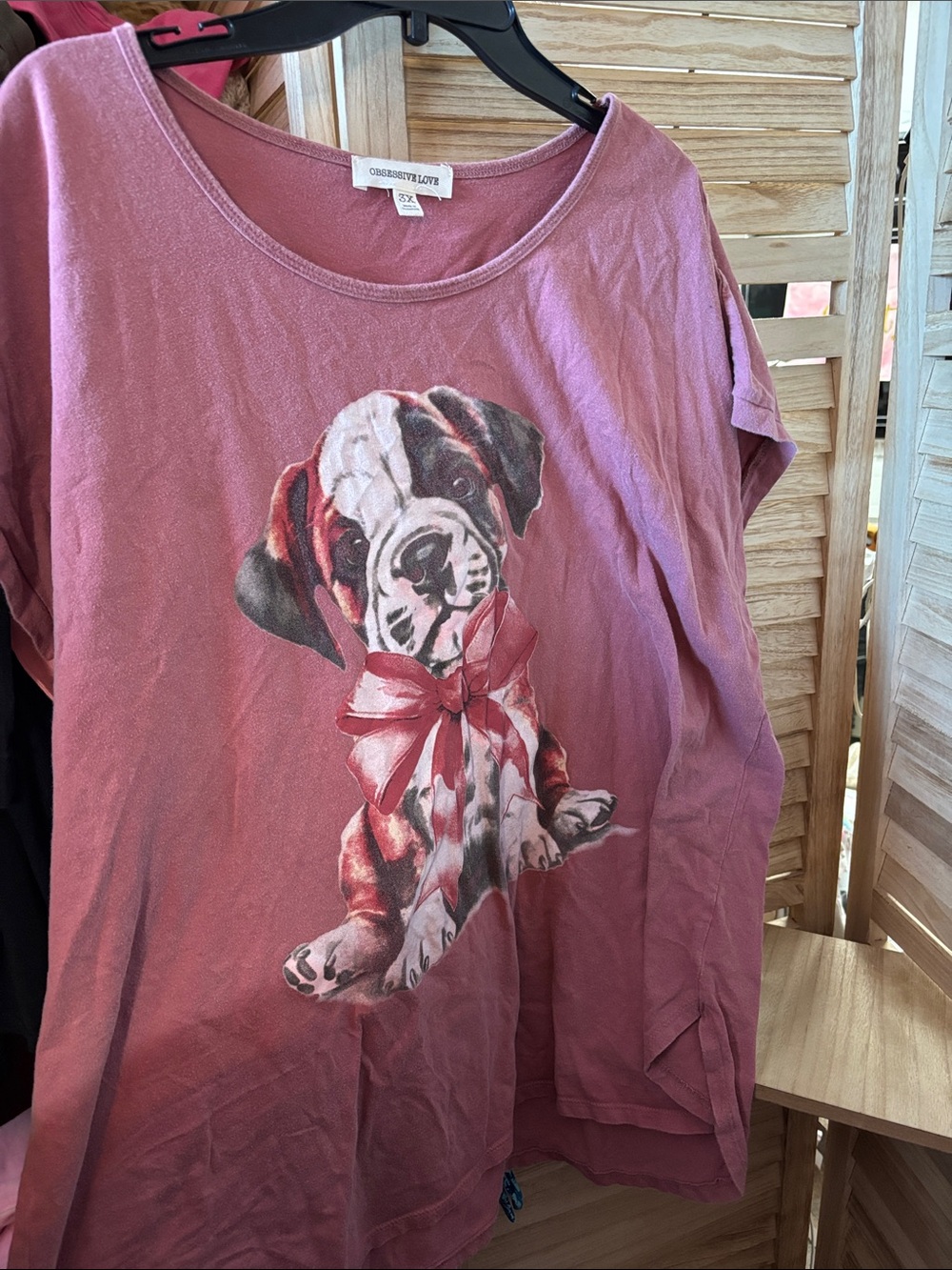 Obsessive Love Pink Dog Print Pet Lover Tee 3X